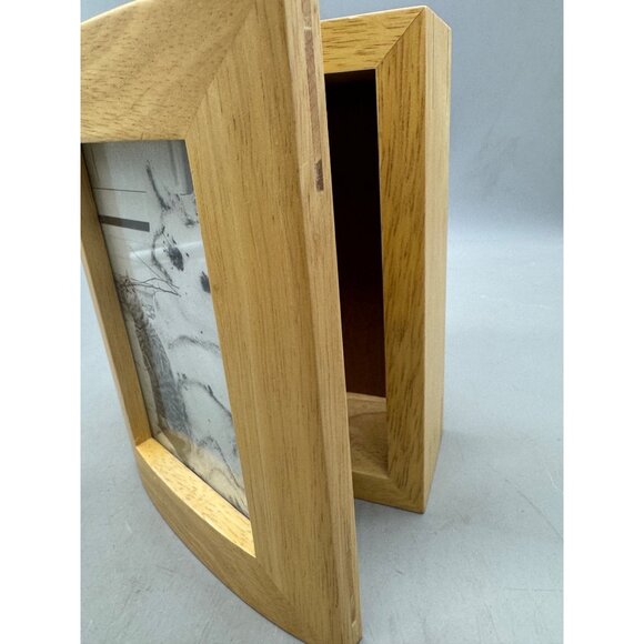 Wooden Memory Box With Picture Frame Lid & Hinged Top trinket jewelry 8x6" READ - Picture 8 of 9